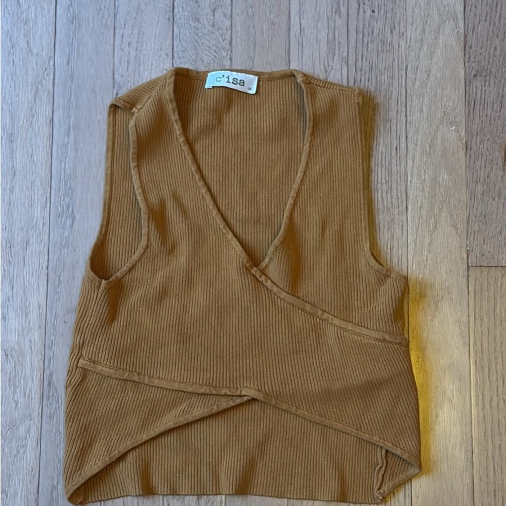 Women's Tan Ribbed Sleeveless Top